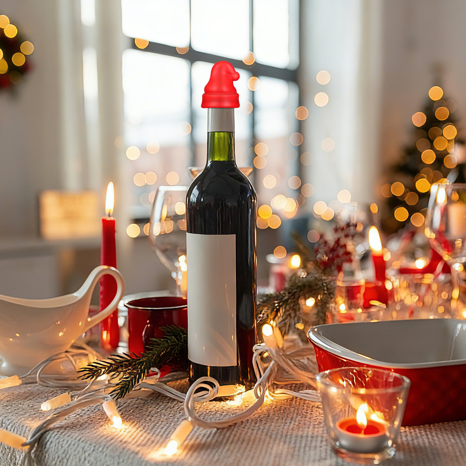 Wine Beer Hat - 2Pcs Mini Santa Hat Wine Stopper