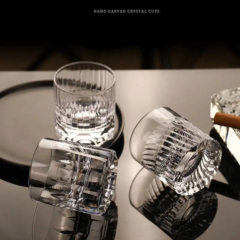 Whisky Beer And Wine - 250ml Clear Carved Whiskey Crystal Cup